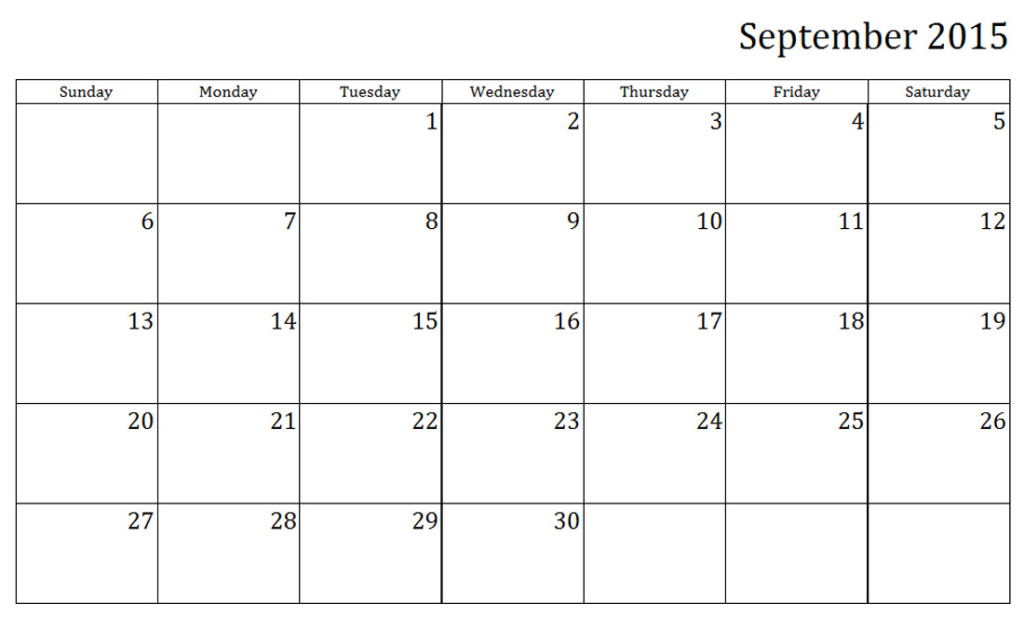Printable Calendar 2016  { Free^^} September 2015 Printable Weekly